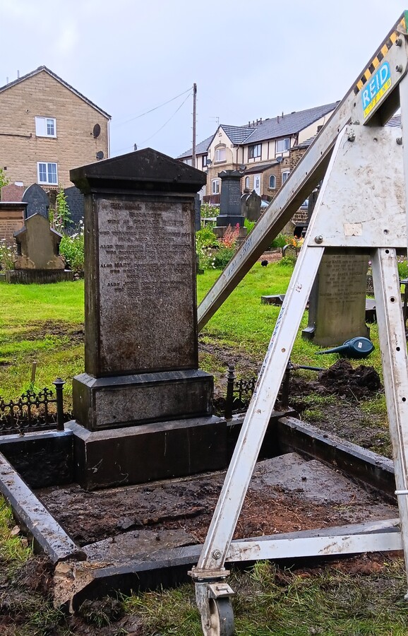 Hutton headstone back in place
